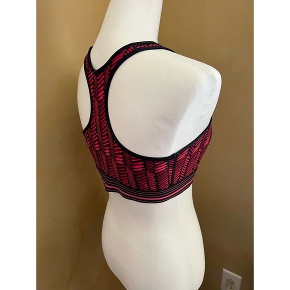 Under Armour sports bra pink and black hatched patterned racer back Size L - Picture 9 of 10